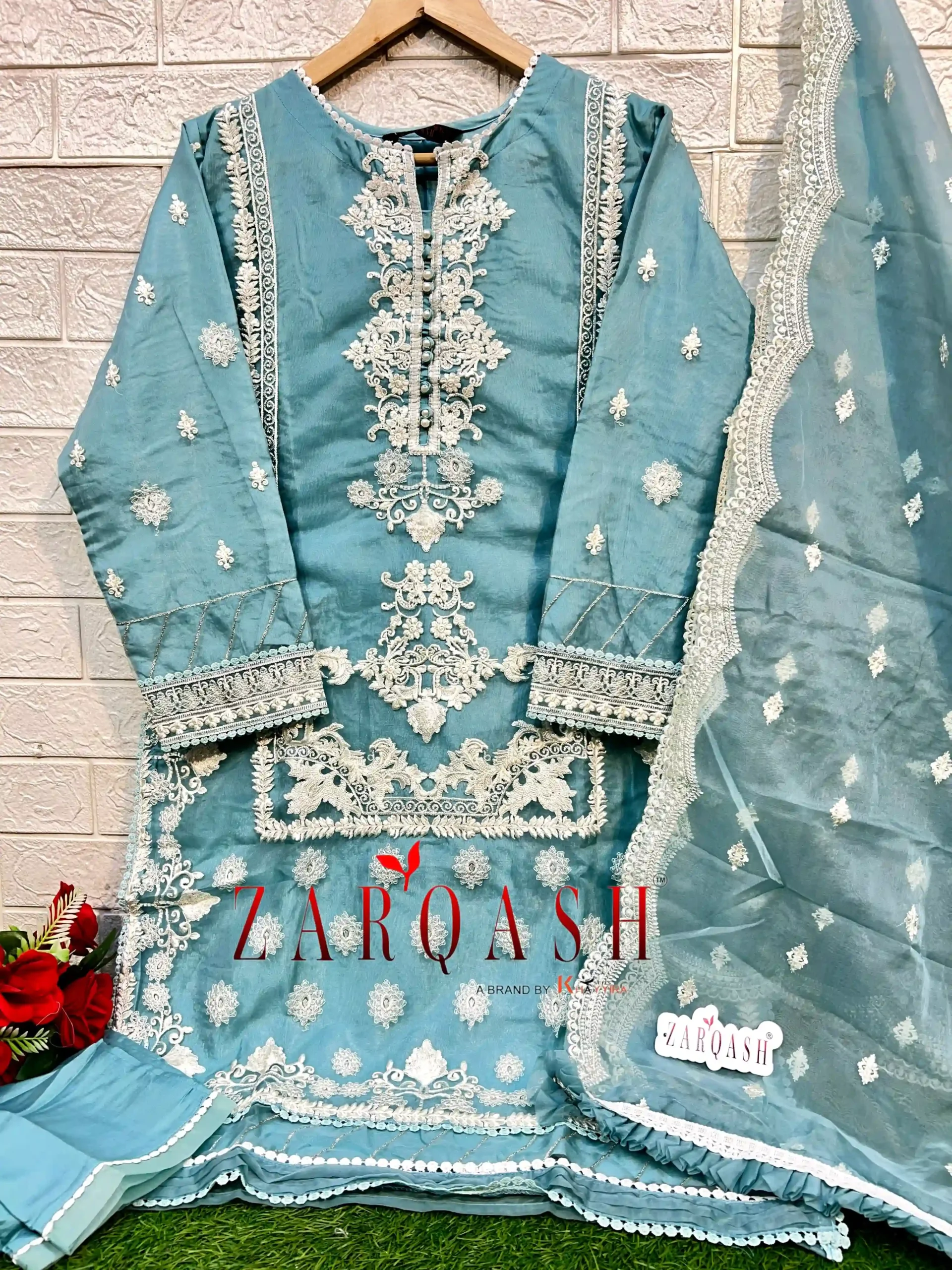 Zarqash D. No 216 Organza  Wholesale Pakistani Readymade Salwar Suit Catalog